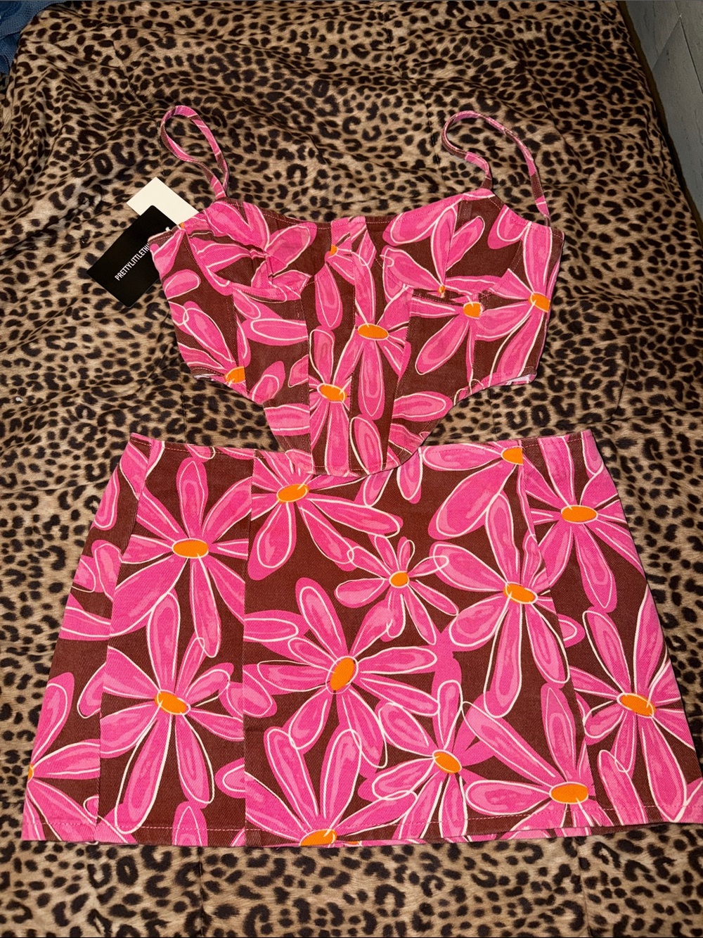 PLT Pink Floral Two-Piece Skirt Set